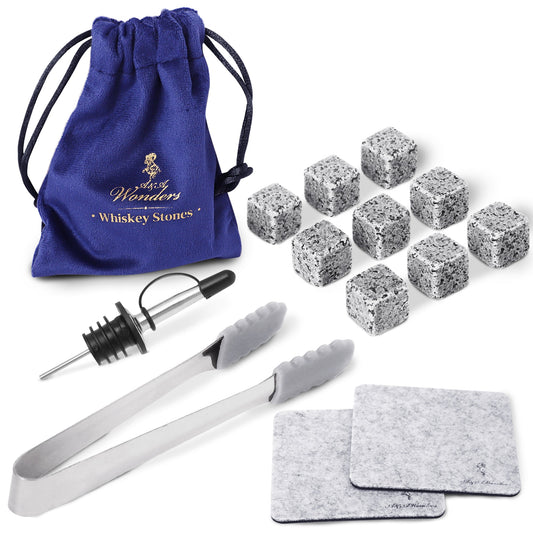 Premium Whiskey Stones 100% Natural Granite Set Of 9 Chilling Rocks Stone