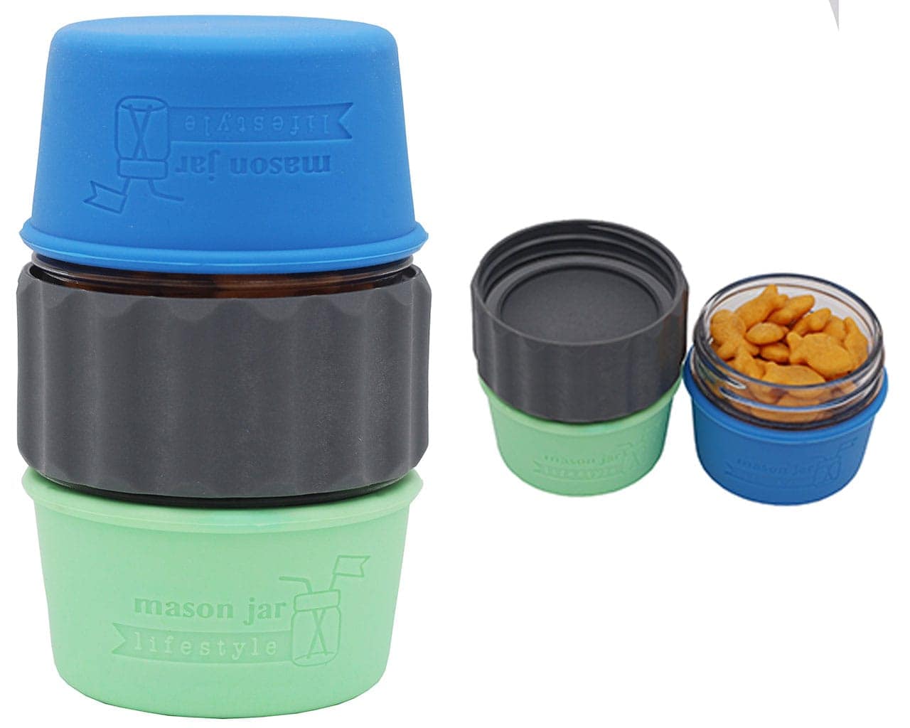 2-in-1 Lid to Connect Two Regular Mouth Mason Jars 2 Pack