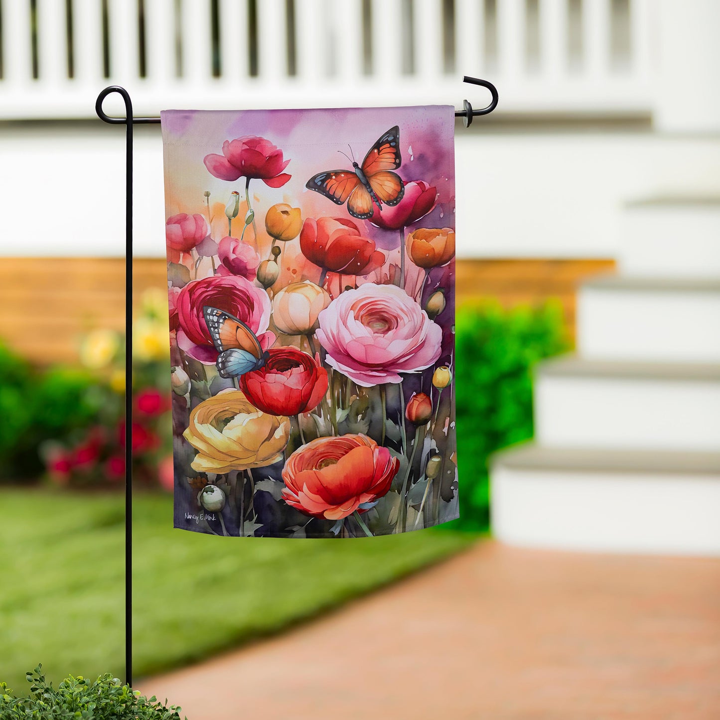 Sunset Garden Suede House Flag