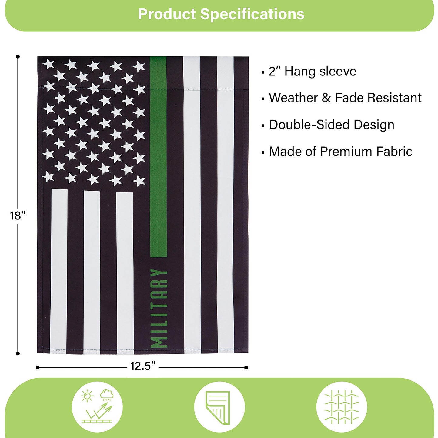 Military Thin Green Line Garden Suede Flag