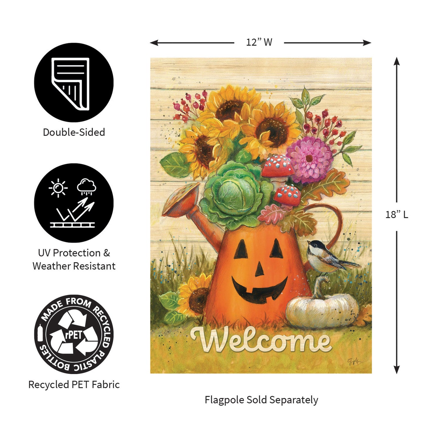 Halloween Watering Can Suede Garden Flag