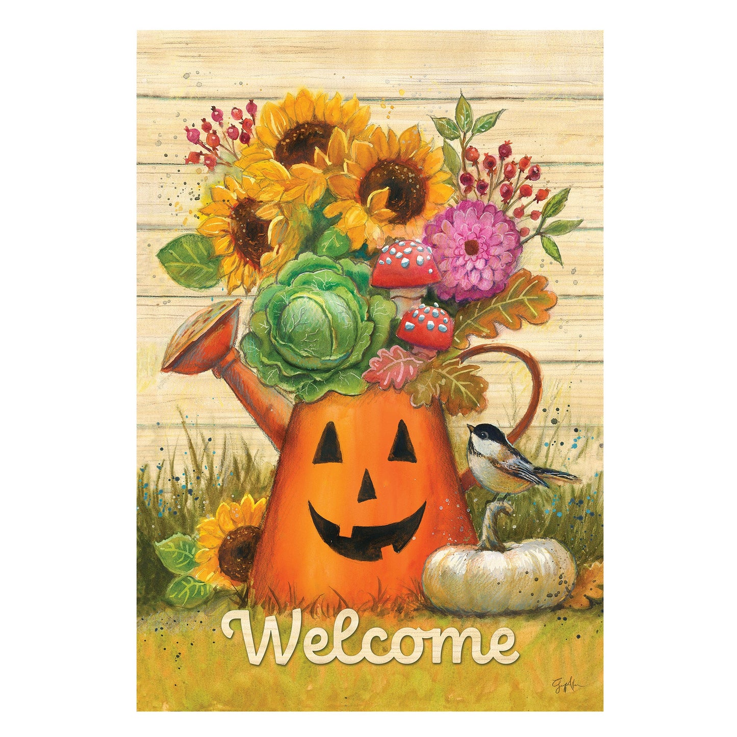 Halloween Watering Can Suede House Flag