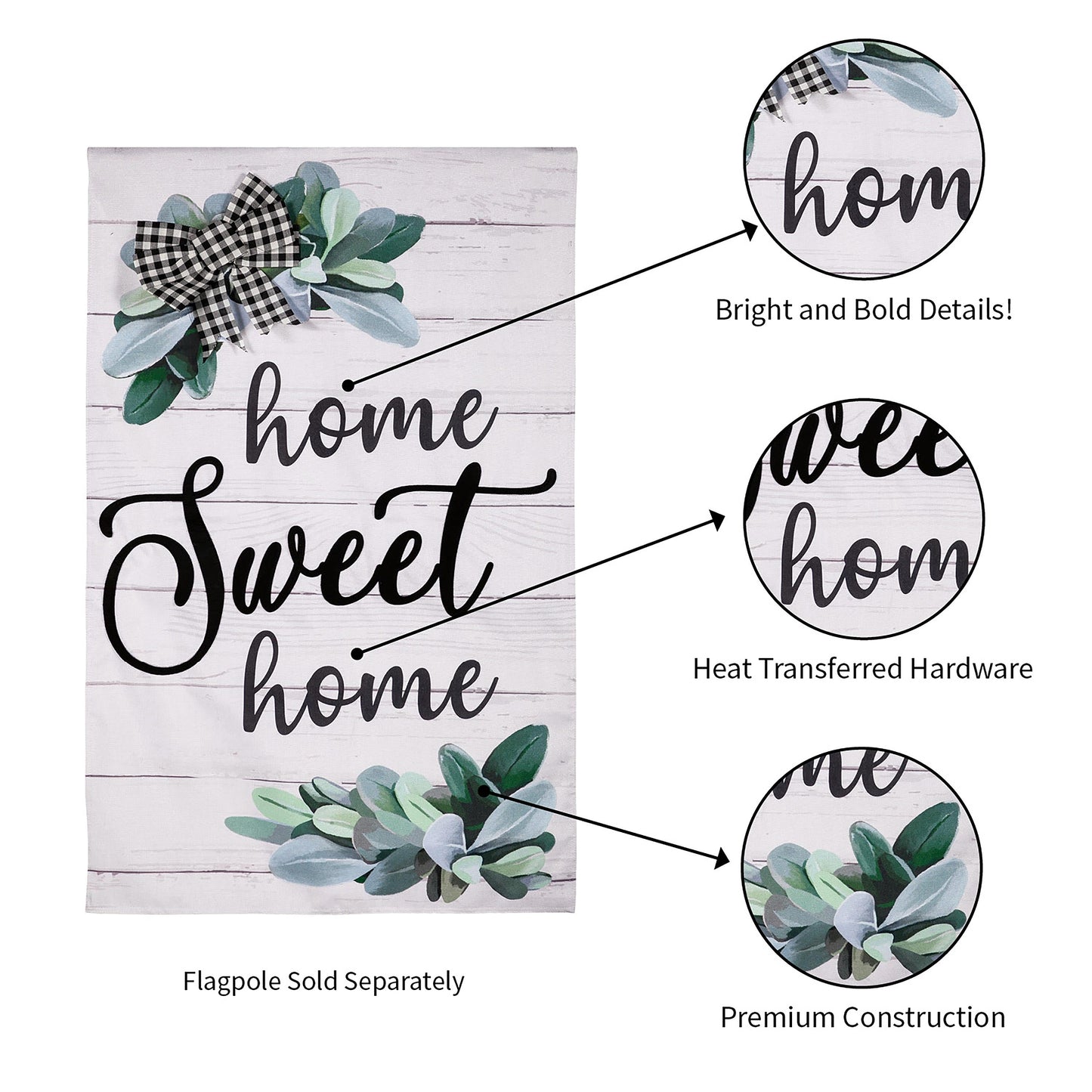 Home Sweet Home Eucalyptus House Burlap Flag