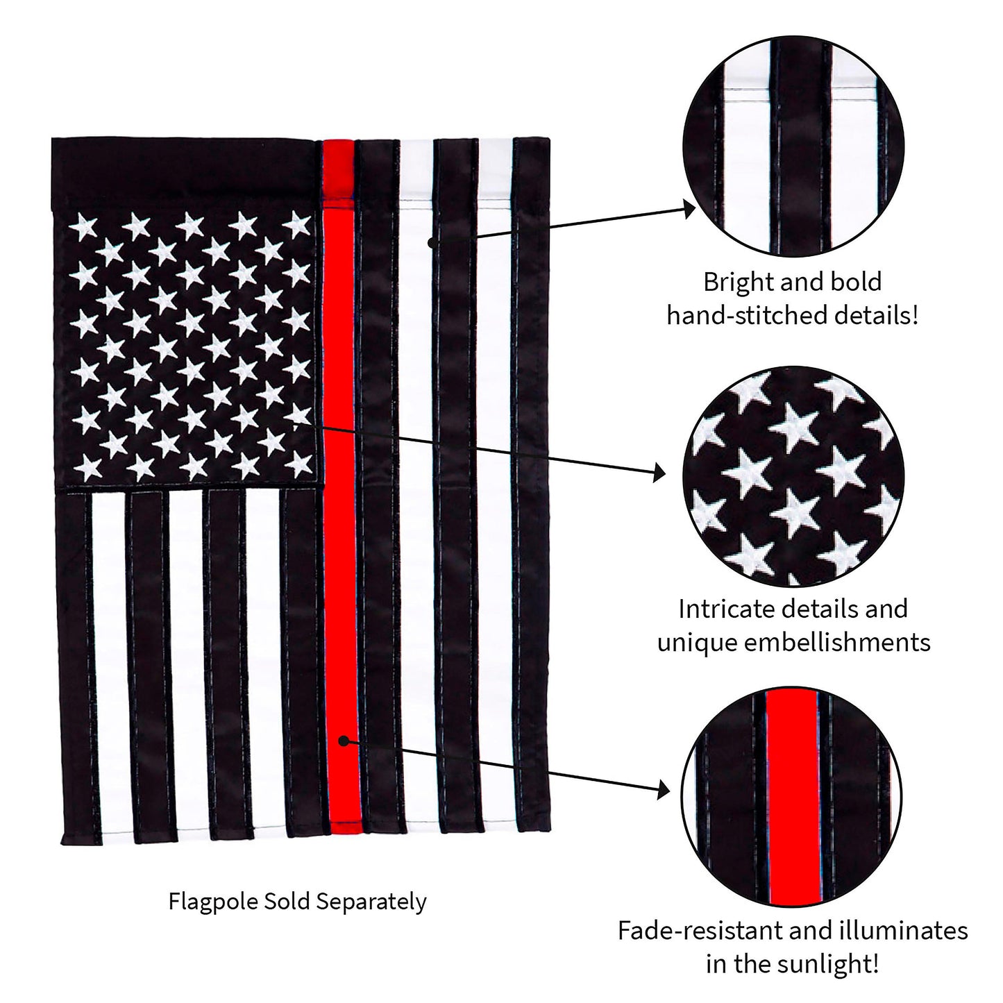 Thin Red Line Garden Applique Flag