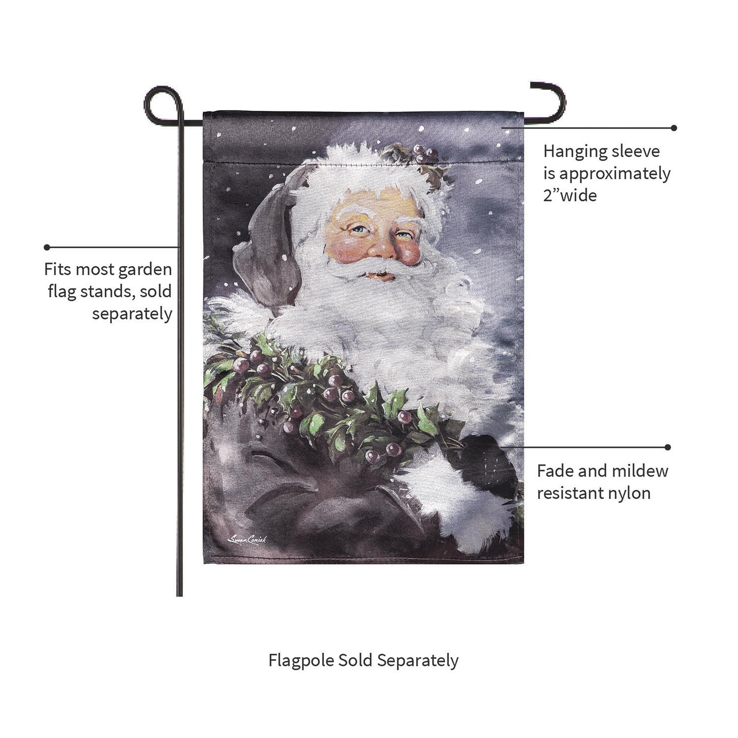 Santa in the Winter Lustre Garden Flag