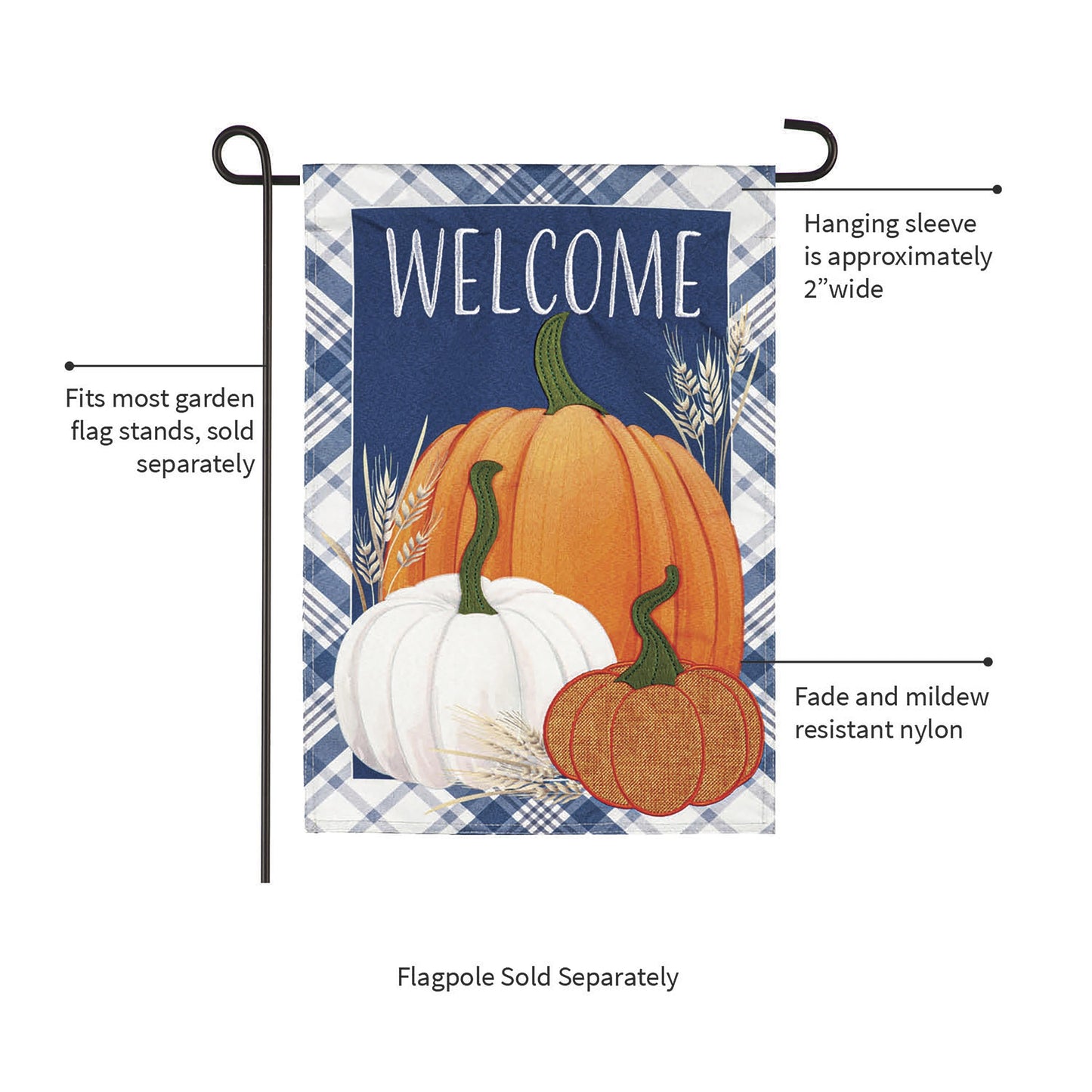 Plaid Pumpkins Garden Linen Flag