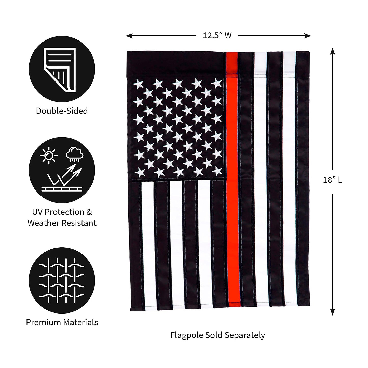 Thin Red Line Garden Applique Flag