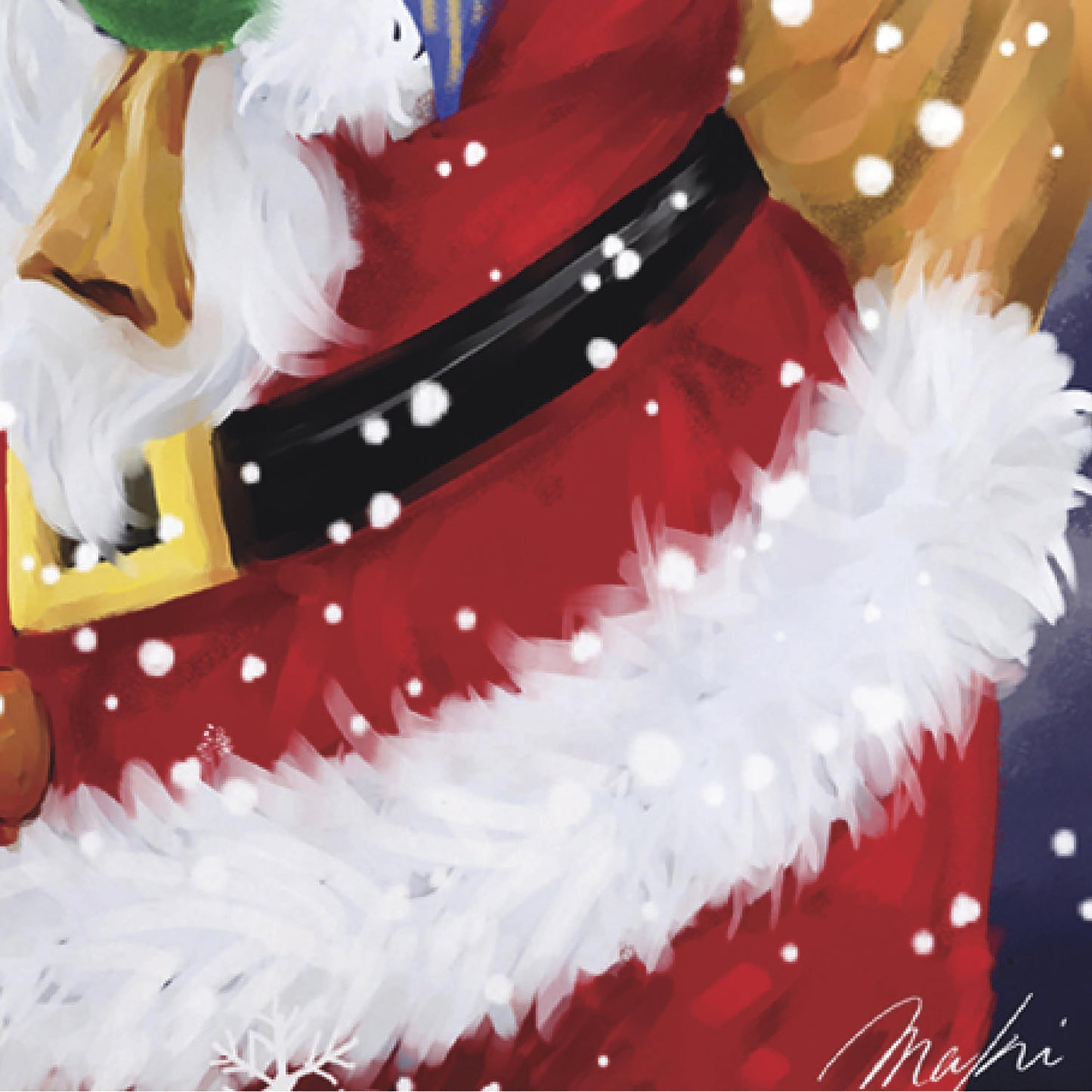 Santa, Reindeer and Puppy Suede Garden Flag