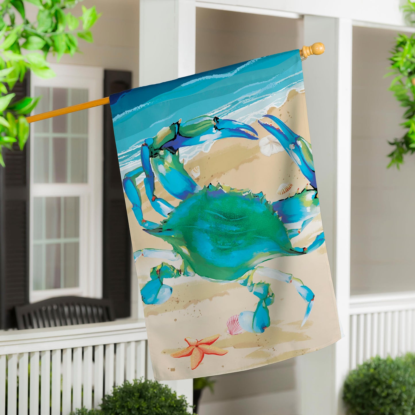 Blue Crab Applique House Flag