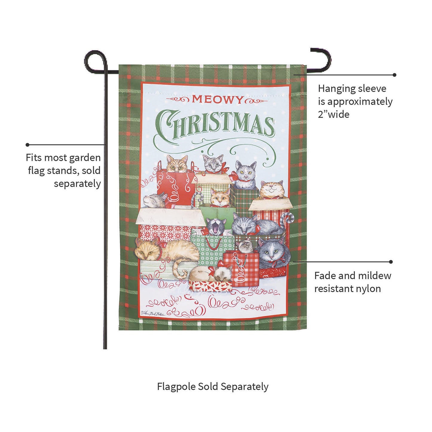 Meowy Christmas Suede Garden Flag