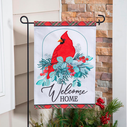 Winter Welcome Moire Garden Flag