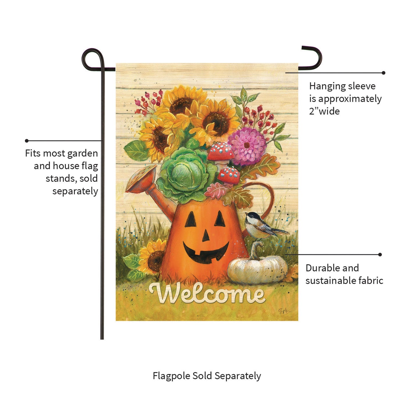 Halloween Watering Can Suede Garden Flag