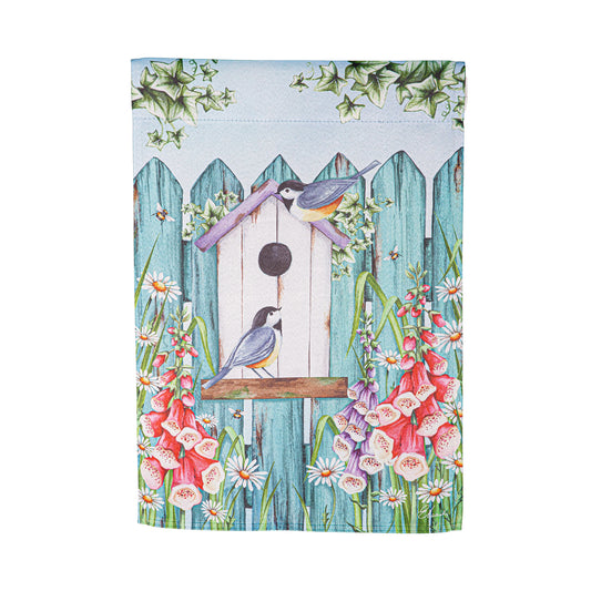 Birdhouse Suede Garden Flag