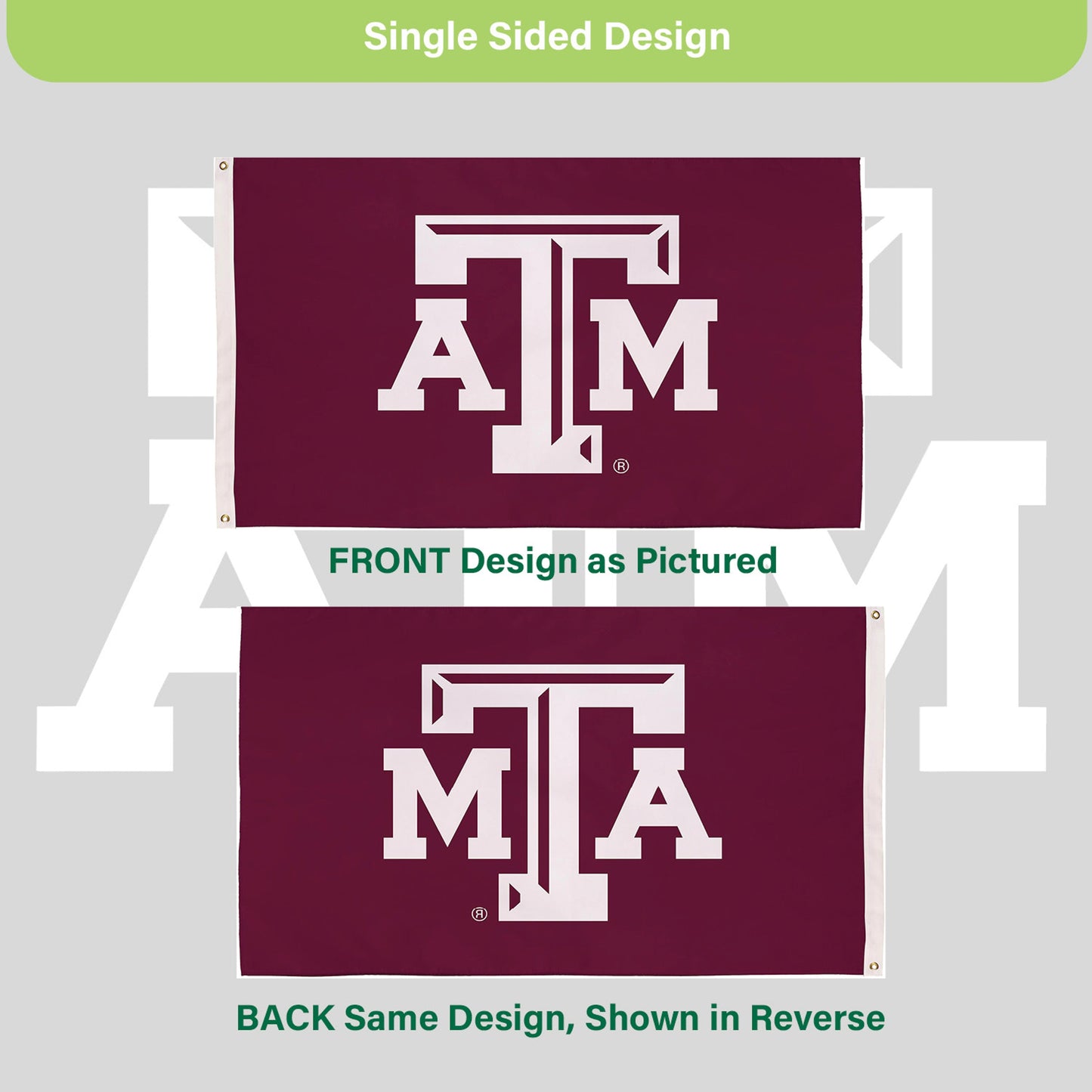 Texas A&M Single Sided Estate Flag with 2 Grommets, 3'x5'