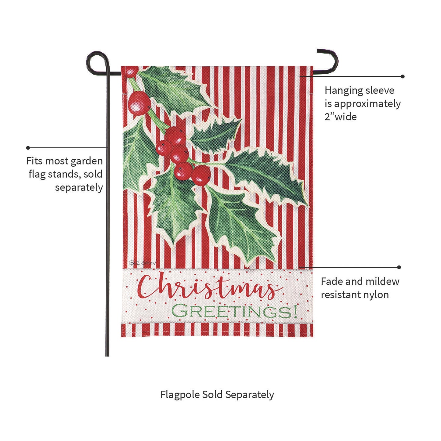 Christmas Greetings Burlap Garden Flag