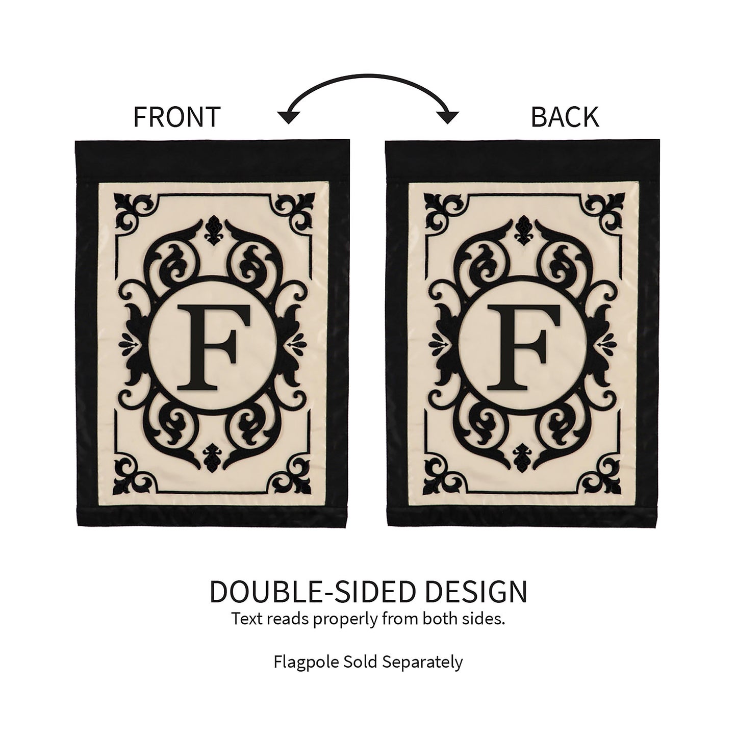 Cambridge Monogram Garden Applique Flag, Letter F