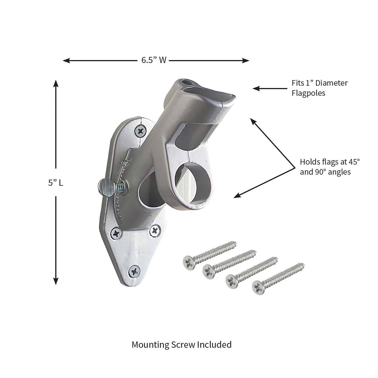 2-Position Aluminum House Flag Bracket, Aluminum Finish