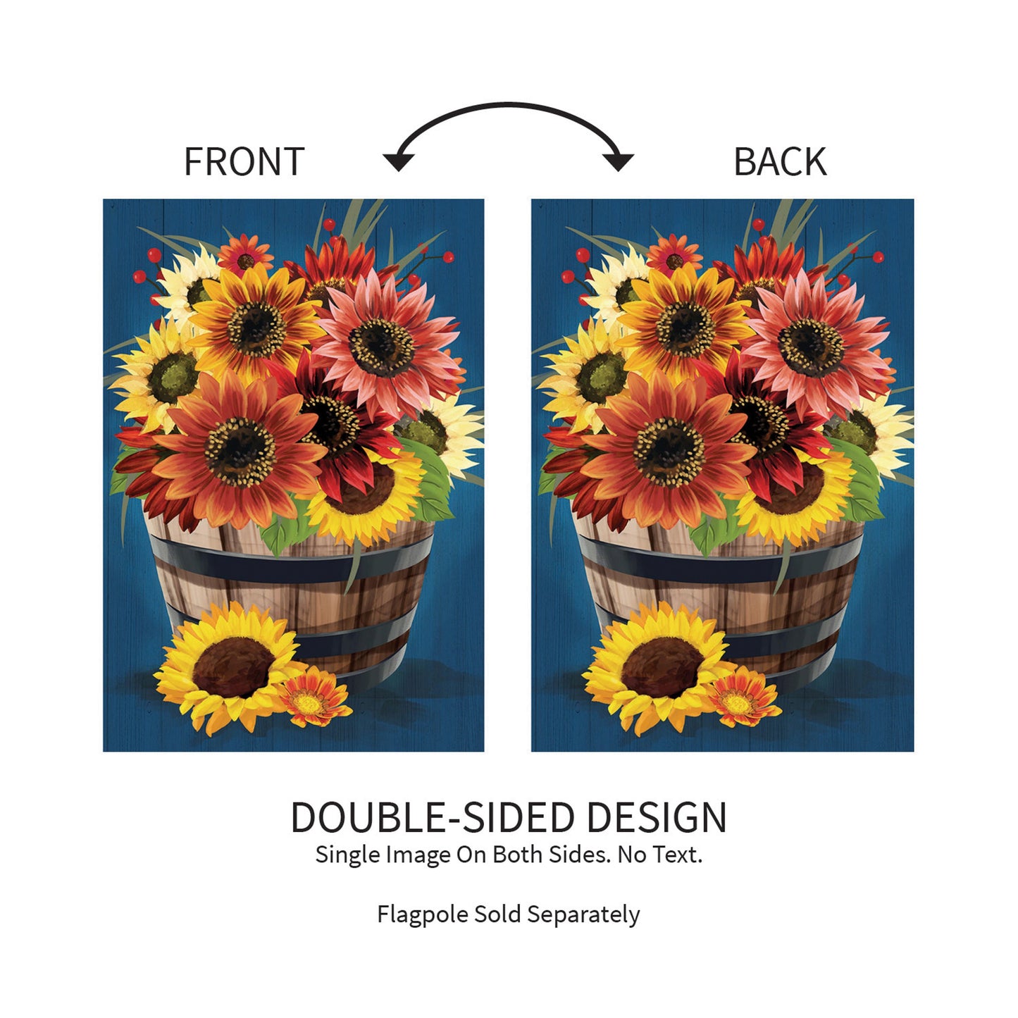 Barrel Of Blooms & Pumpkins Burlap Garden Flag