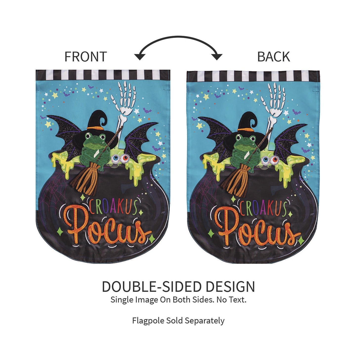 Croakus Pocus Applique Garden Flag