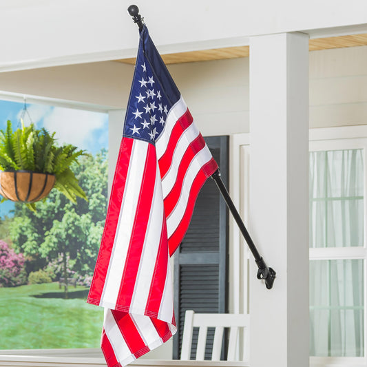 Extendable Metal House Flag Pole, Black