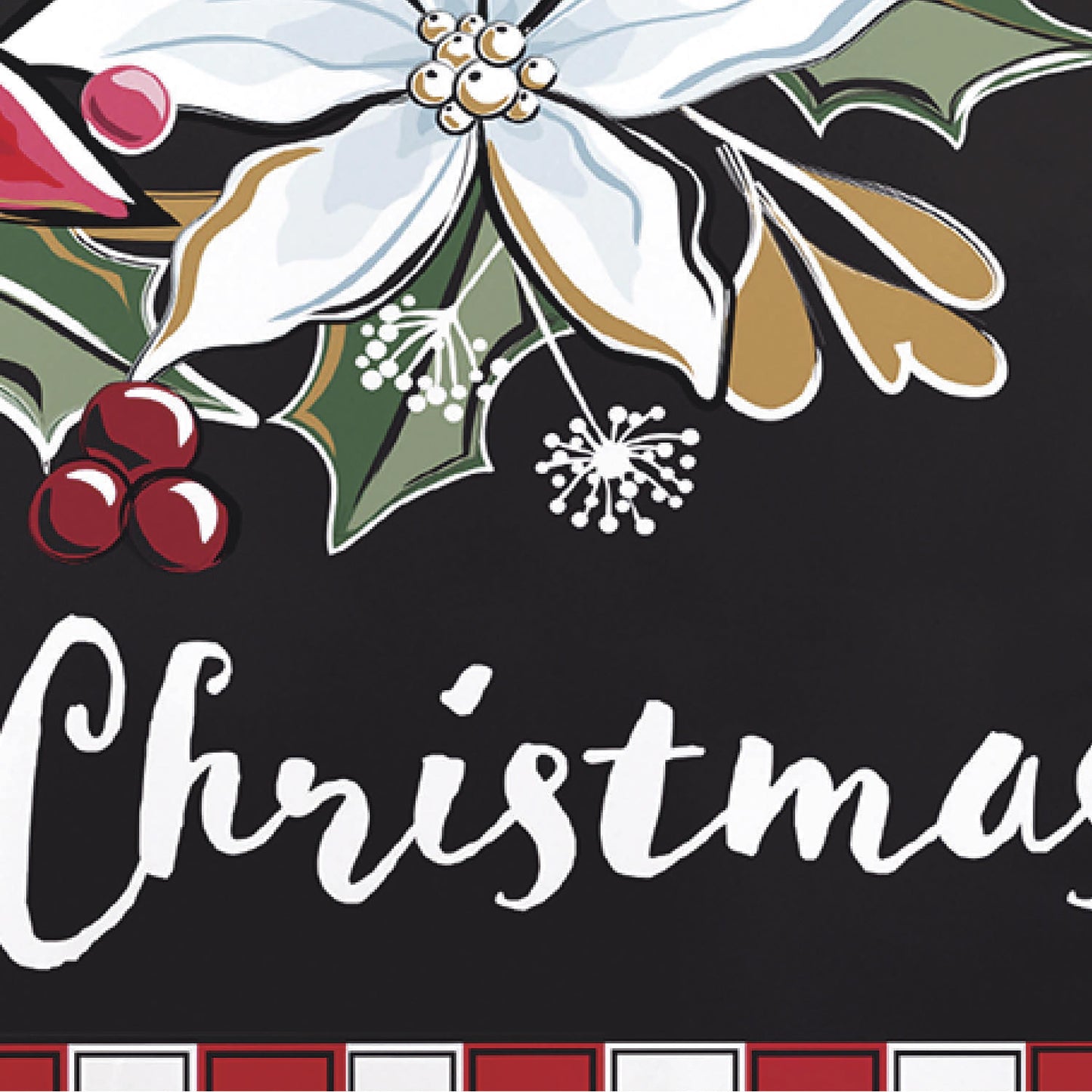 Poinsettia Wreath Applique Garden Flag