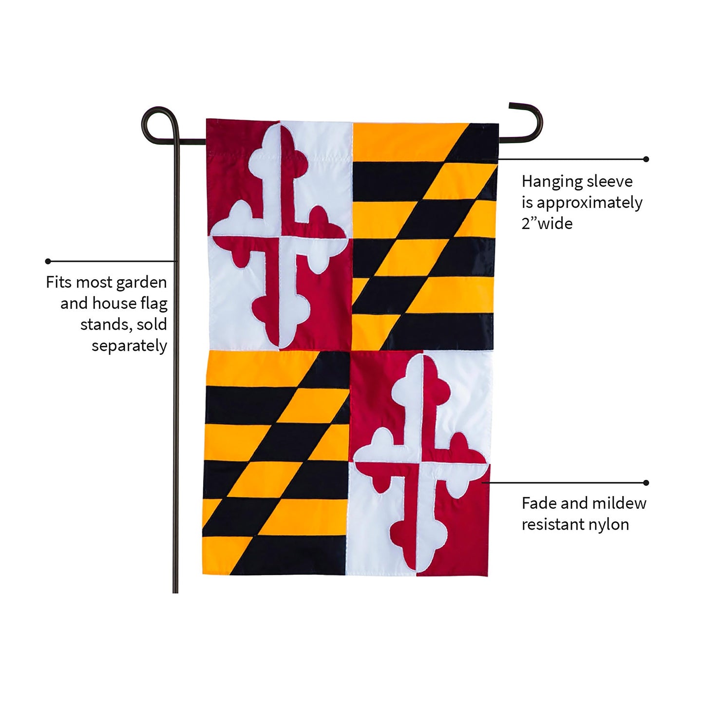 Maryland State Flag Garden Applique Flag