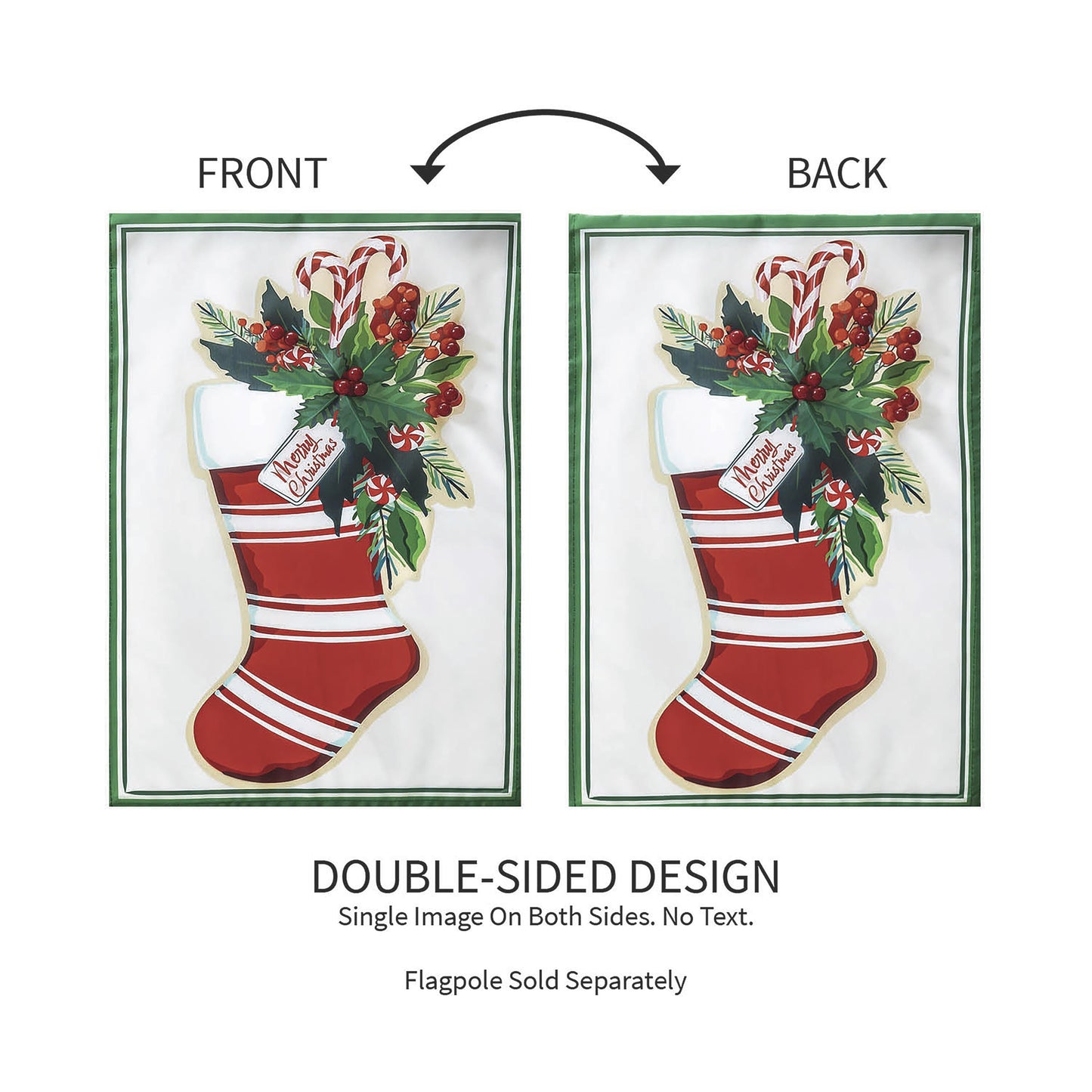 Merry Christmas Stocking Applique Garden Flag