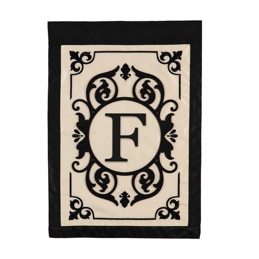 Cambridge Monogram Garden Applique Flag, Letter F