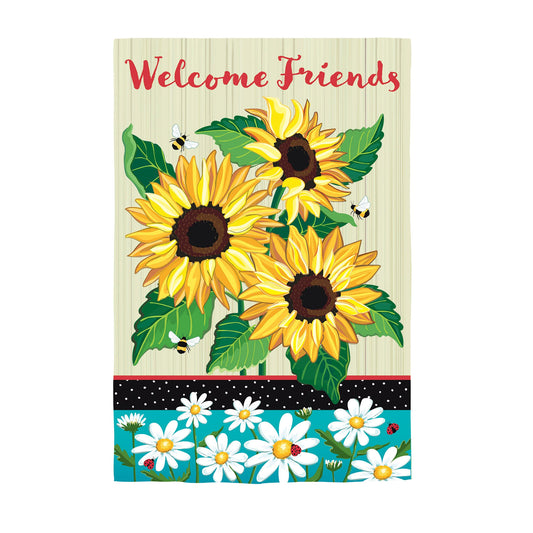 Sunflowers and Daisies Applique House Flag