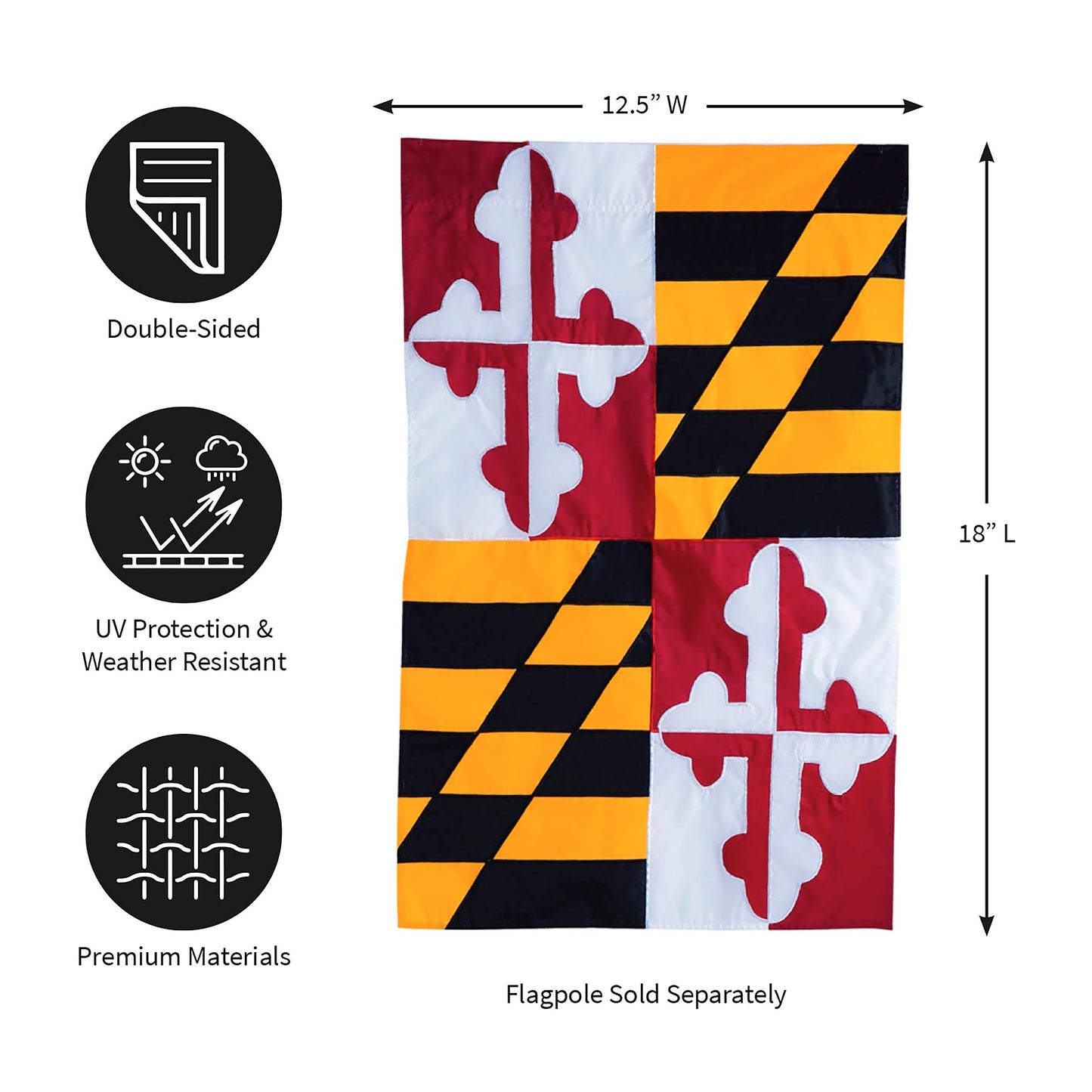 Maryland State Flag Garden Applique Flag