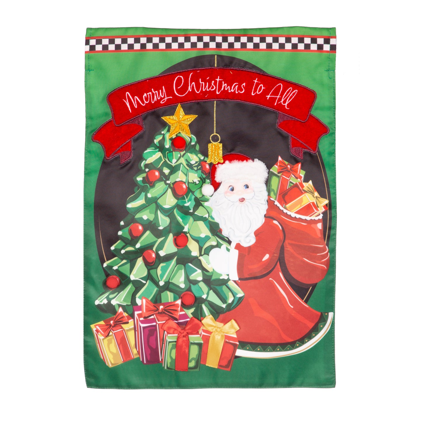 Jingle Bell Square Applique Garden Flag