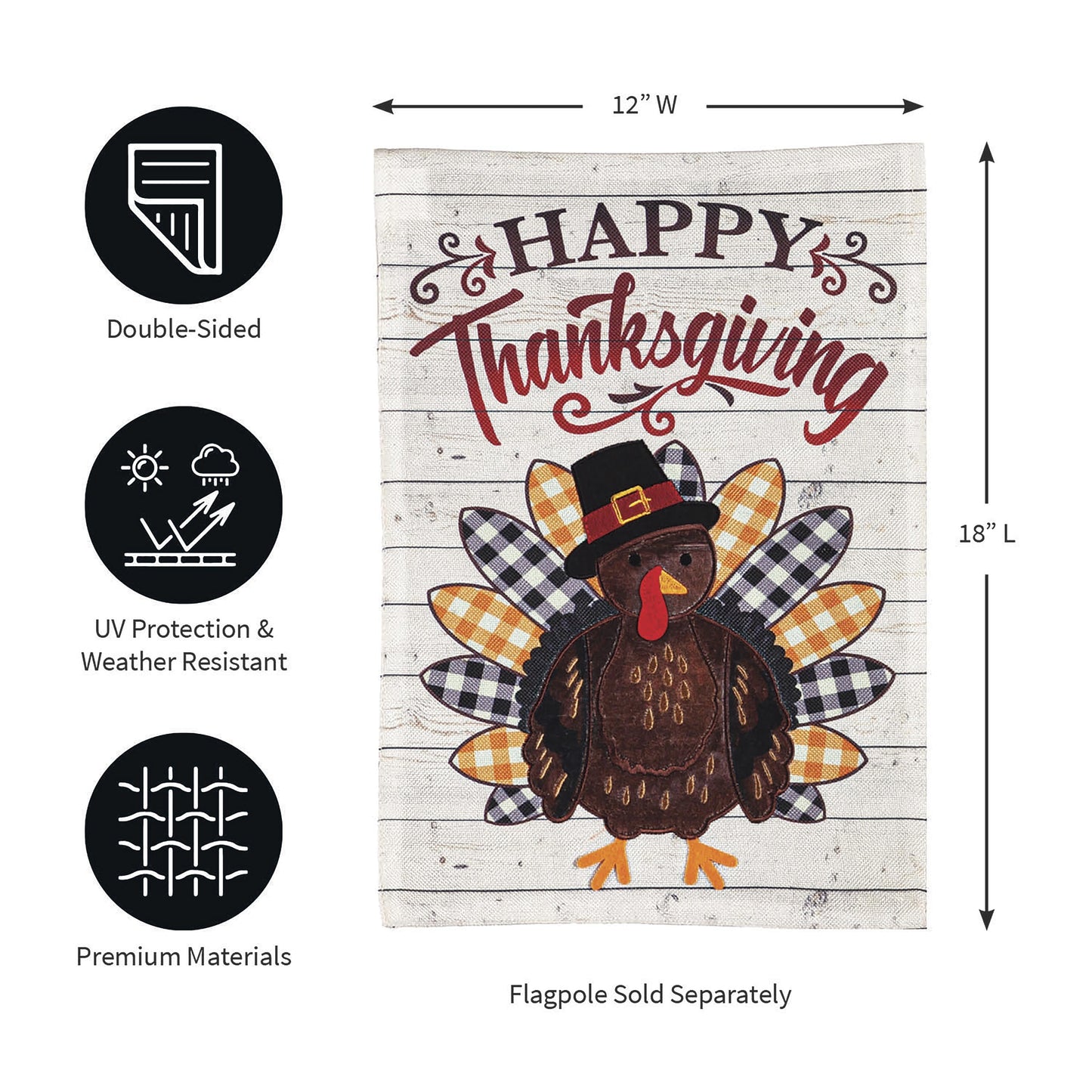 Pilgrim Turkey Garden Burlap Flag