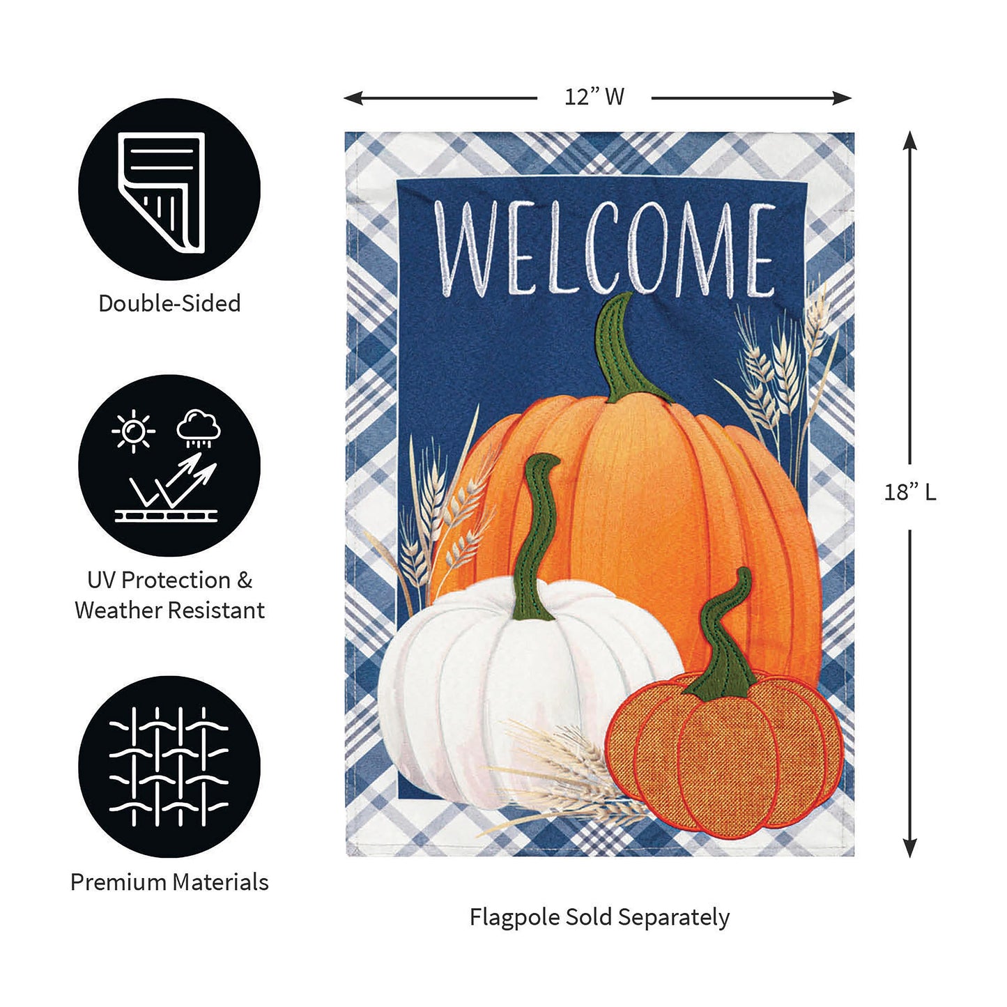 Plaid Pumpkins Garden Linen Flag