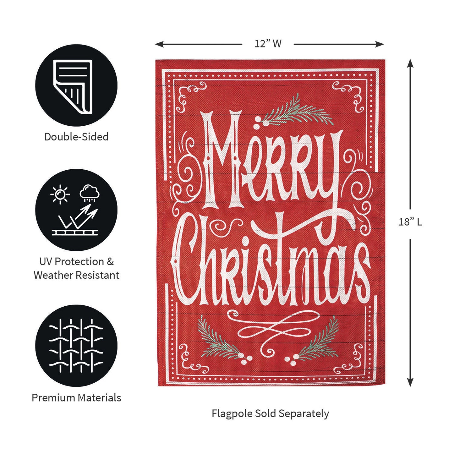 Quaint Merry Christmas Sign Burlap Garden Flag