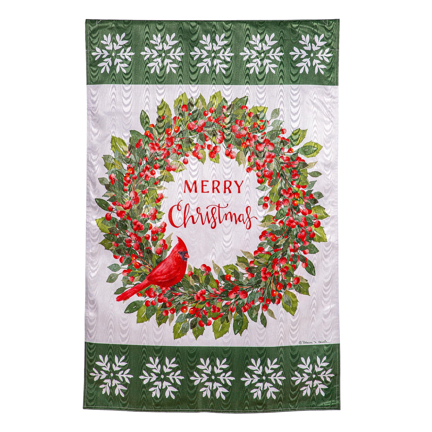 Christmas Cardinal Moire House Flag