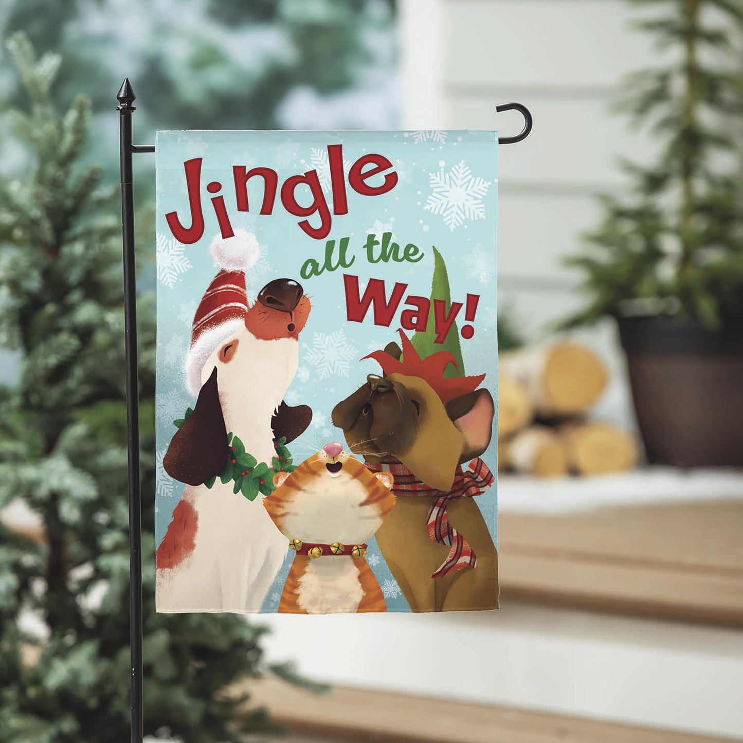 Jingle All the Way Suede Garden Flag