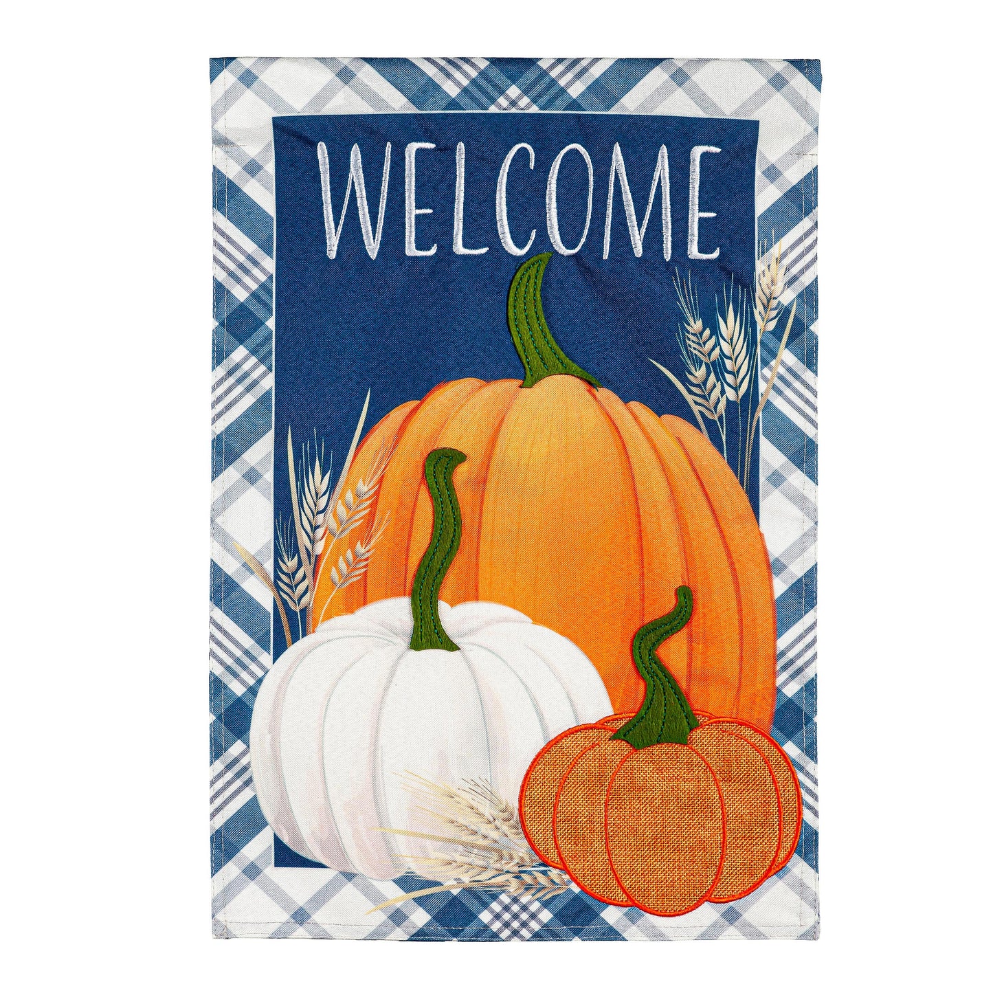 Plaid Pumpkins Garden Linen Flag