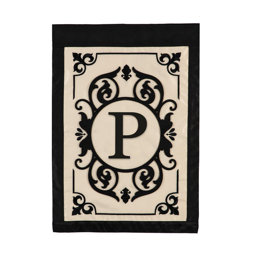 Cambridge Monogram Garden Applique Flag, Letter P