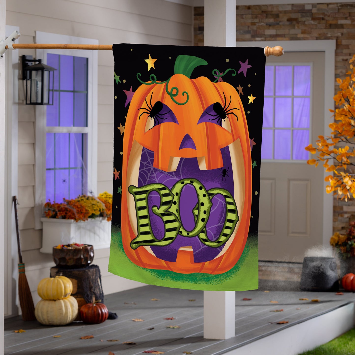 Boo Jack Pumpkin Suede House Flag