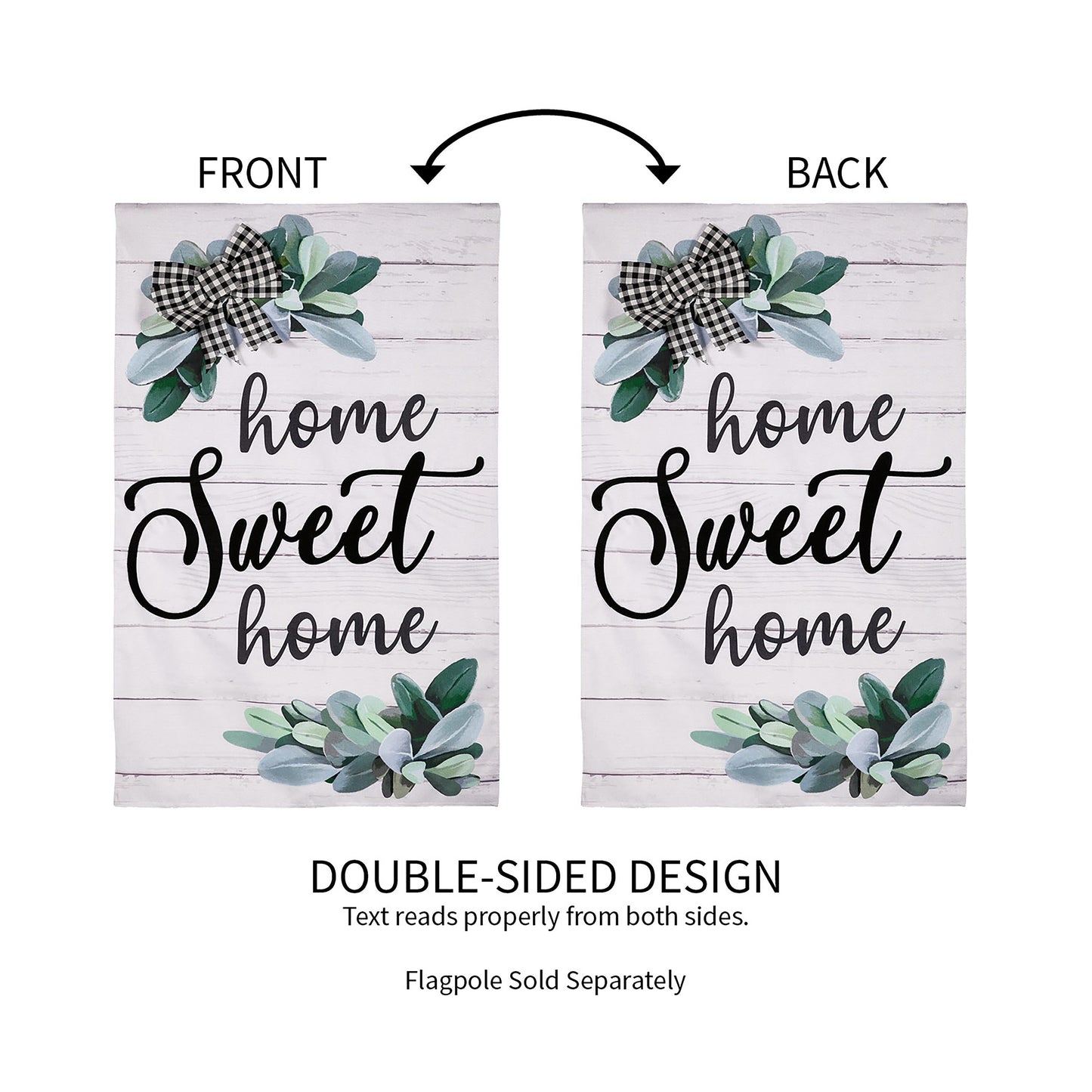 Home Sweet Home Eucalyptus House Burlap Flag
