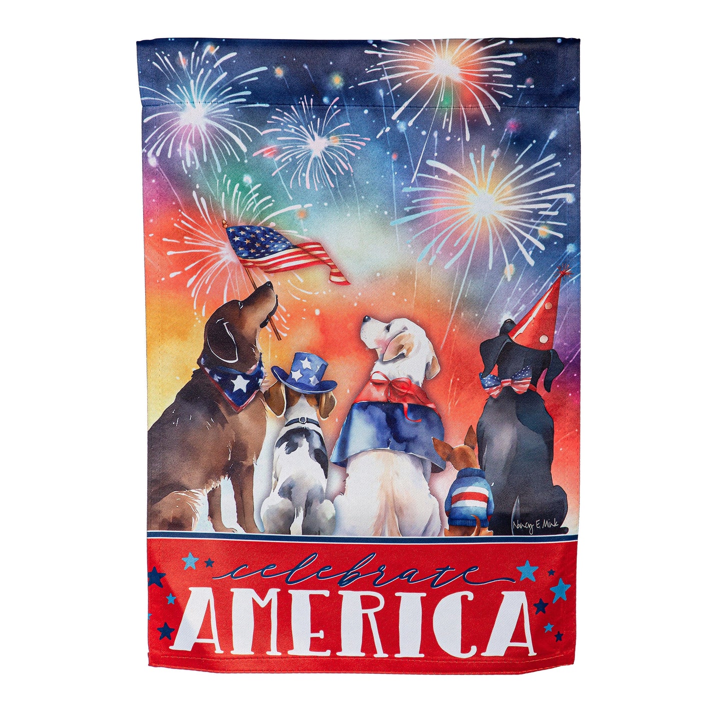 Patriotic Pups Suede Garden Flag