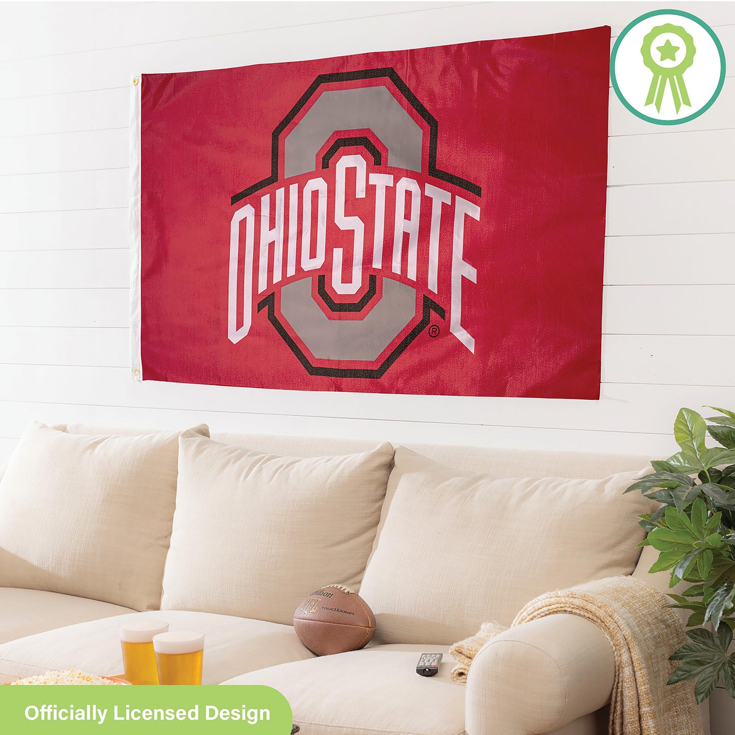 Ohio State University Single Sided Flag with 2 Grommets, 3'x5'