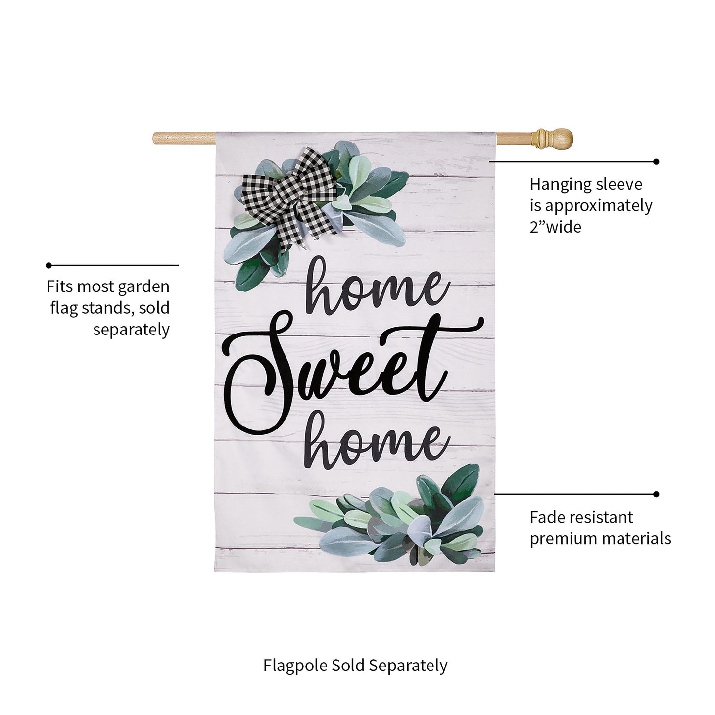 Home Sweet Home Eucalyptus House Burlap Flag