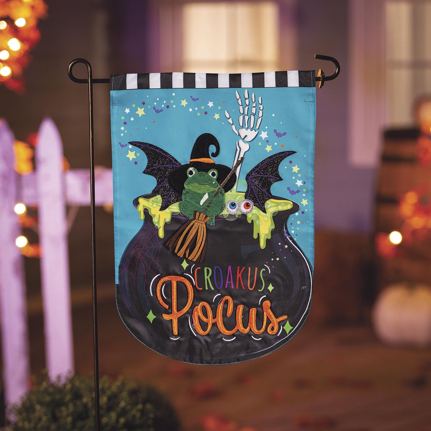 Croakus Pocus Applique Garden Flag