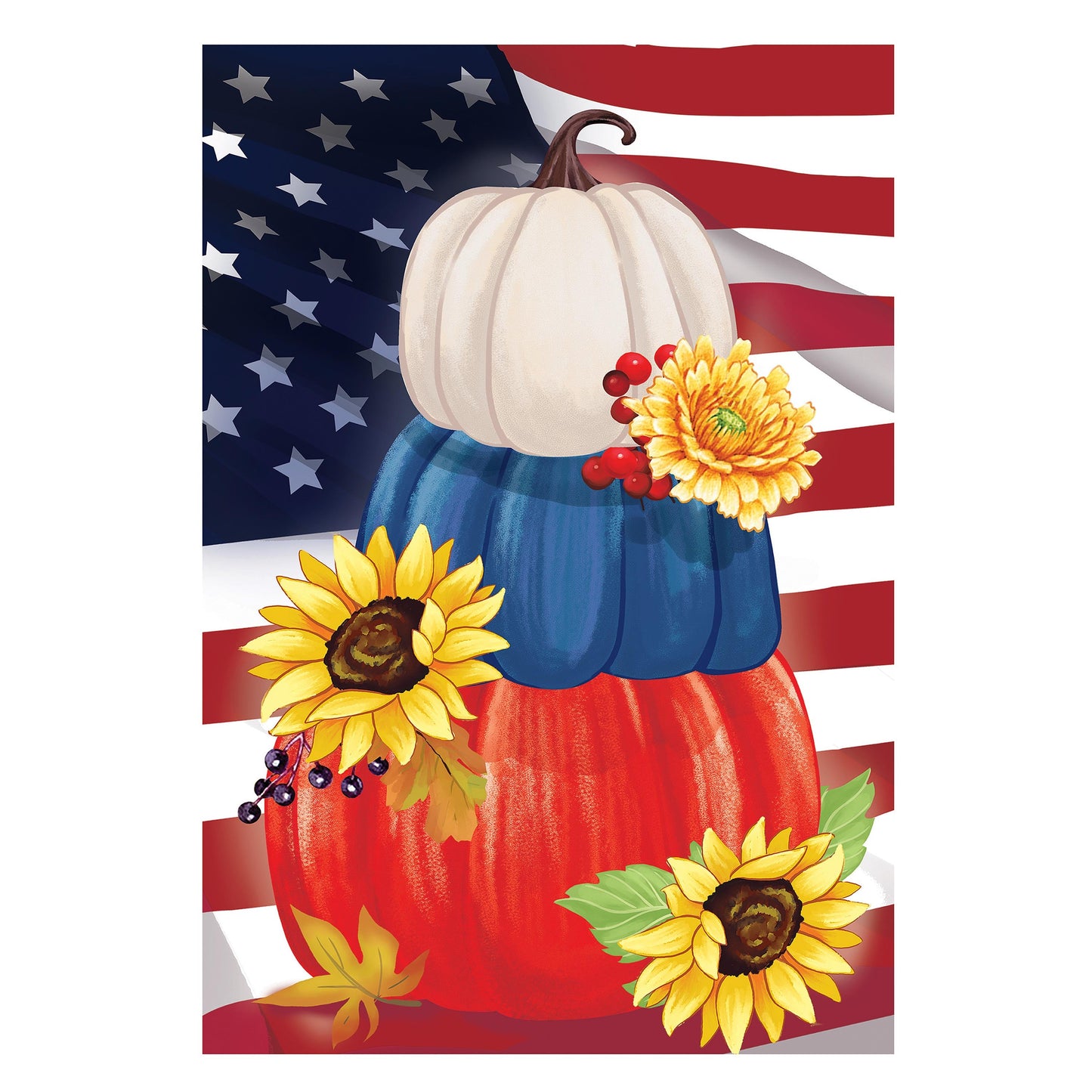 American Pumpkin Stack Suede Garden Flag