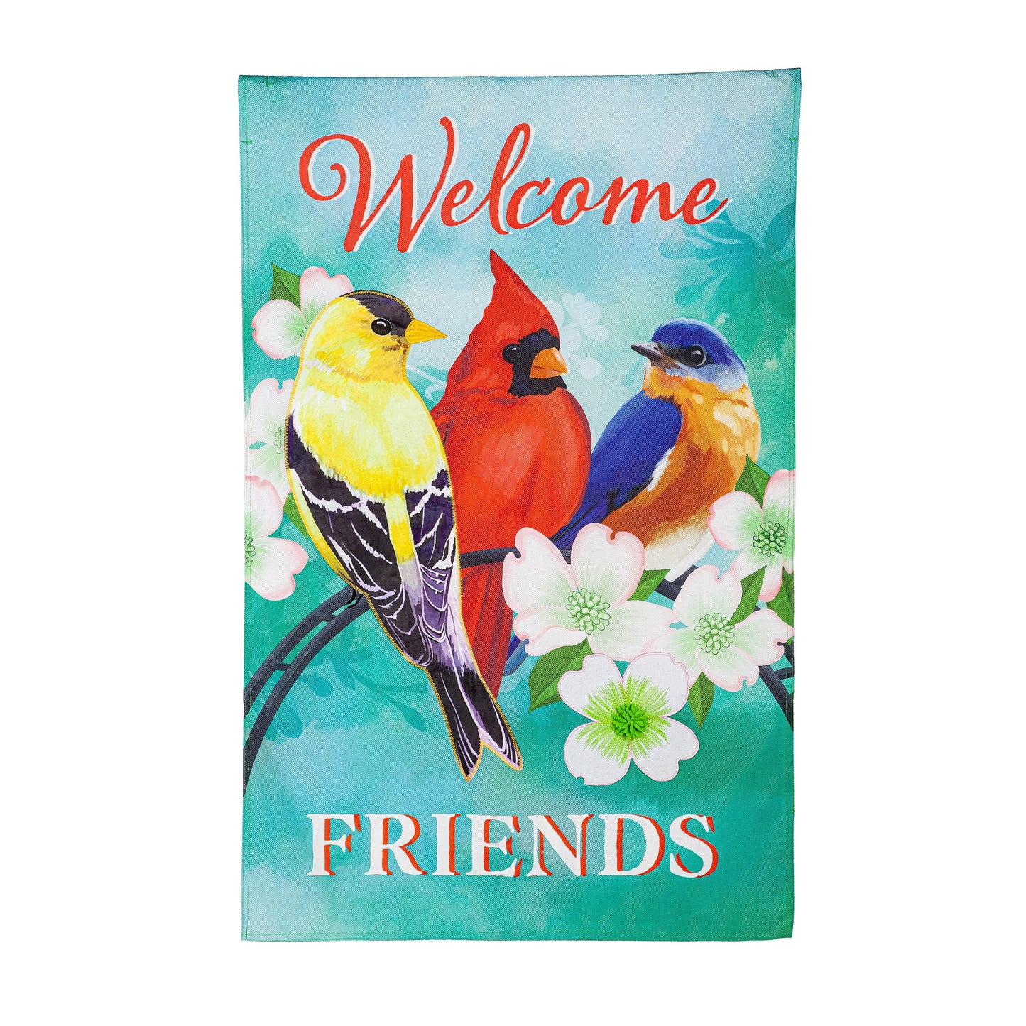 Welcome Friends Burlap House Flag
