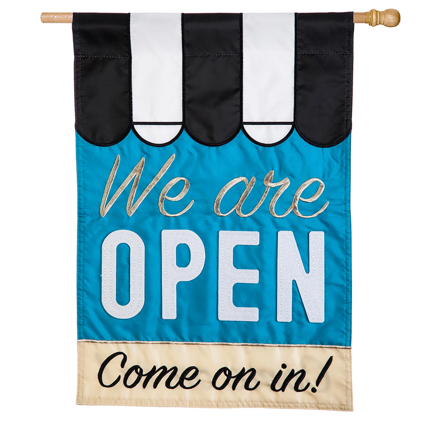 We Are Open House Applique Flag
