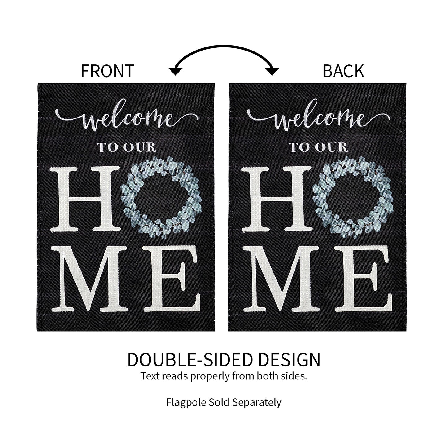 Eucalyptus Welcome Garden Burlap Flag