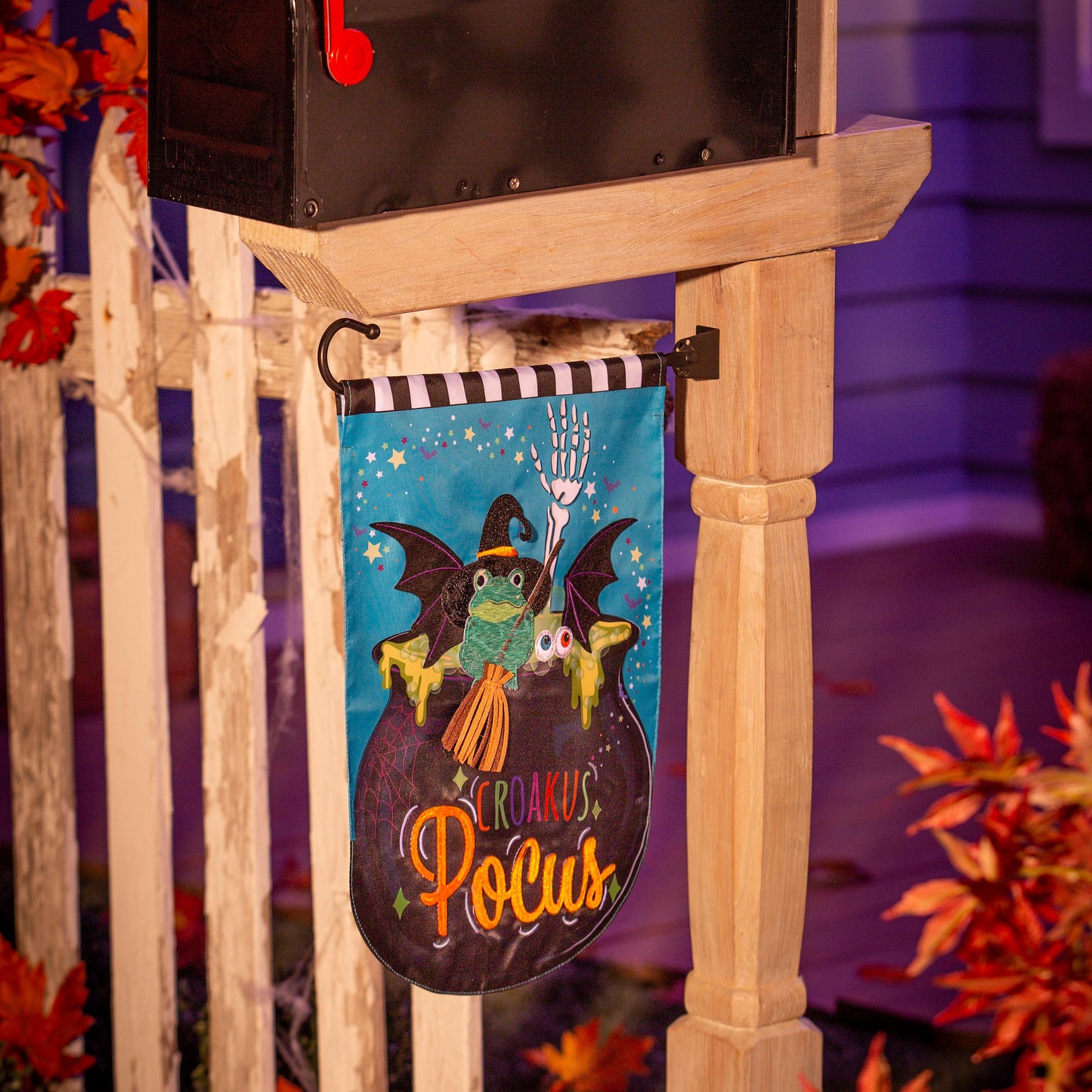 Croakus Pocus Applique Garden Flag