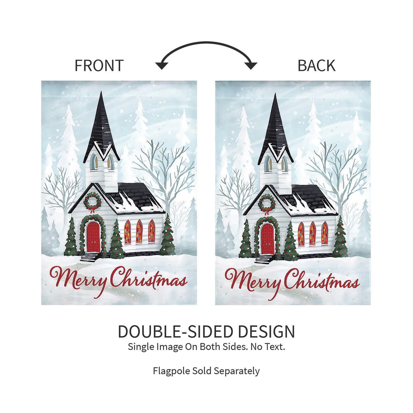 Winter Church Applique Garden Flag